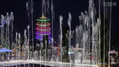 中国城市西安的夜园